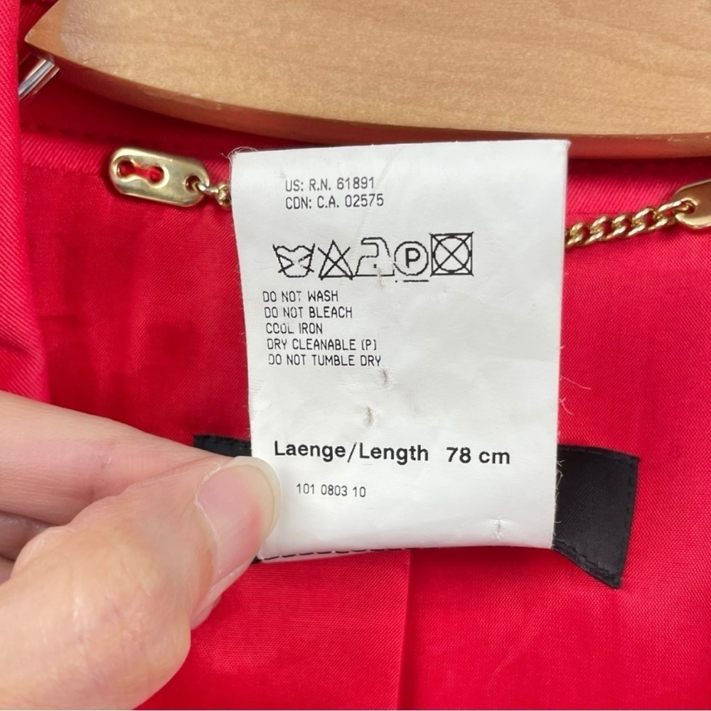 Escada Red Trench Double Breasted Peacoat Size 36 - Picture 9 of 10